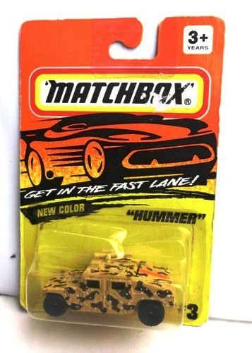 (3 Hummer (No Medical Cross on Trunk) Dark Tan (1994) Hummer- “Card! #03-Military Camouflage Dark Tan-Variant w/o Medical Red Cross On Trunk” (Matchbox 75 “Tyco Fast Lane” Collectible Series) “Rare-Vintage” (1994)