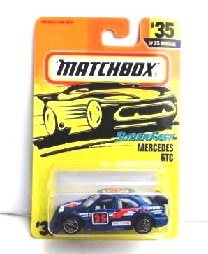 Mercedes GTC -(Regular Release) “Card #35- Blue W/Red #25” (Matchbox 75 Challenge Series) “Rare-Vintage” (1997) 