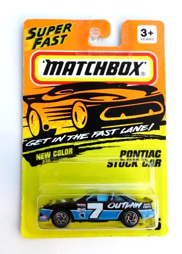 (35) Pontiac Stock Car (1994)-1 Pontiac Stock Car-“Card! #35-Black & Blue w/#7 Outlaw Tampo” (Matchbox 75 “Tyco Fast Lane” Collectible Series) “Rare-Vintage” (1994)
