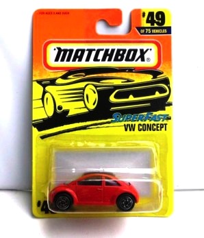 VW Concept -“Card #49- Red W/Black Roof” (Matchbox 75 Superfast Series) “Rare-Vintage” (1997) 