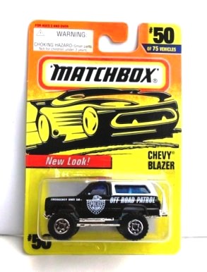 Chevy Blazer -(Off Road Patrol) “Card #50- Black/White” (Matchbox 75 Superfast Series) “Rare-Vintage” (1997) 
