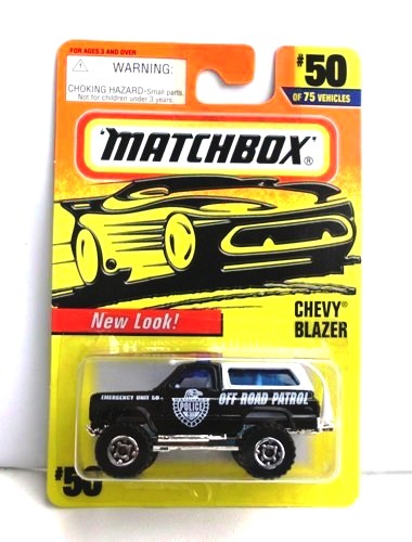 Chevy Blazer -(Off Road Patrol) “Card #50- Black/White” (Matchbox 75 Superfast Series) “Rare-Vintage” (1997) 