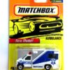Ambulance (Dial 911) “Card #51-White/Blue” (Matchbox 75 Challenge Series) “Rare-Vintage” (1997) 