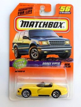 Dodge Viper -“Card #56-Yellow” (Matchbox 75 Super Cars Series-8) “Rare-Vintage” (1997) 