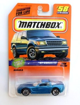'97 Corvette -“Card #58-Blue” (Matchbox 75 Super Cars Series-8) “Rare-Vintage” (1997) 