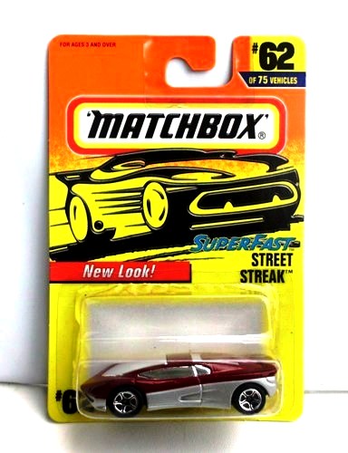 Street Streak -“Card #62-Red/Silver” (Matchbox 75 Superfast Series) “Rare-Vintage” (1997) 