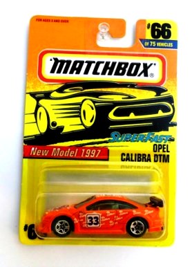 OPEL CALIBRA DTM “Card #66- Orange W/#33 Logo” (Matchbox 75 Superfast Series) “Rare-Vintage” (1997) 