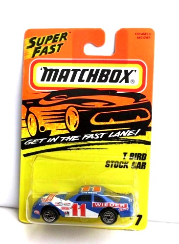 T Bird Stock Car-“Card! #07-Blue/White #11” (Matchbox 75 “Tyco Fast Lane” Collectible Series) “Rare-Vintage” (1996) 