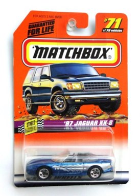 '97 Jaguar XK-8-“Card #71-Silver & Blue” (Matchbox 75 “Mattel Wheels Street Cruisers” Series) “Rare-Vintage” (1997) 