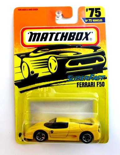 Ferrari F50 “Card #75- Yellow W/Small Ferrari side logo” (Matchbox 75 Superfast Series) “Rare-Vintage” (1997) 