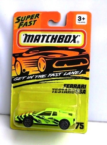 (75) Ferrari Testarossa (Lime Green & Black) 1994 FERRARI TESTAROSSA-“Card! #75-Lime Green w/Black” (Matchbox 75 “Tyco Fast Lane” Collectible Series) “Rare-Vintage” (1994)