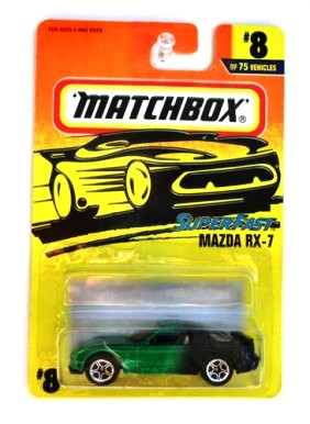 Mazda RX-7 “Card #08- Green 'n' Black” (Matchbox 75 Superfast Series) “Rare-Vintage” (1997) 