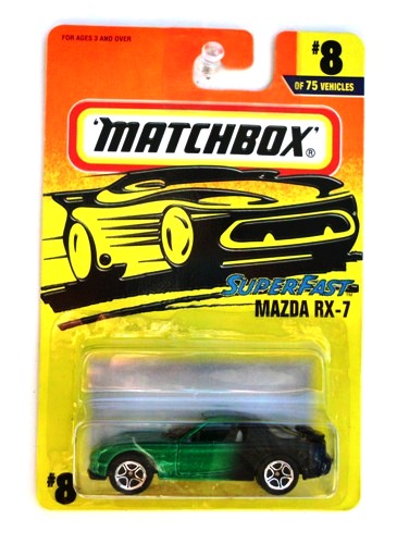 Mazda RX-7 “Card #08- Green 'n' Black” (Matchbox 75 Superfast Series) “Rare-Vintage” (1997) 