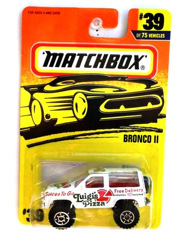 MJ7 Matchbox MB39 Ford Bronco II Yellow Box White Luigi's Pizza 