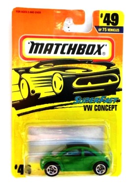 VW Concept -“Card #49- Green W/Black Roof” (Matchbox 75 Superfast Series) “Rare-Vintage” (1997) 