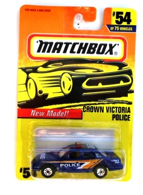 Crown Victoria Police -“Card #54- Blue 'n Orange” (Matchbox 75 Challenge Series) “Rare-Vintage” (1997) 