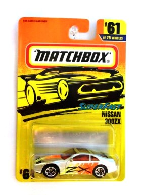 Nissan 300 ZX -“Card #61-Silver-ZX w/Yellow & Orange” (Matchbox 75 Superfast Series) “Rare-Vintage” (1997) 