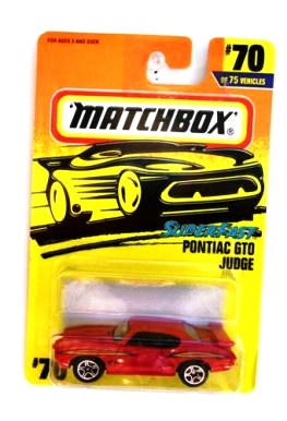 Pontiac GTO Judge -“Card #70-Red/Red Airfoil W/Blue & Yellow” (Matchbox 75 Superfast Series) “Rare-Vintage” (1997) 