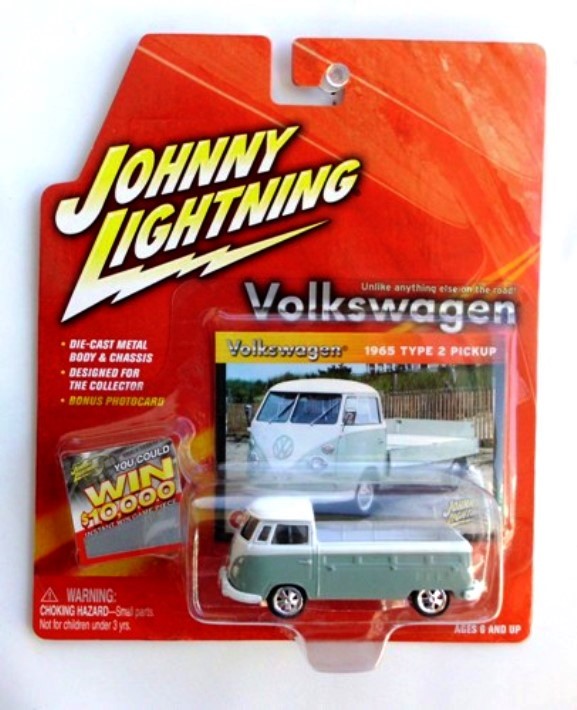 '65 VW Type 2 Pickup Truck Johnny Lightning RED & BLUE Lot of 2 
