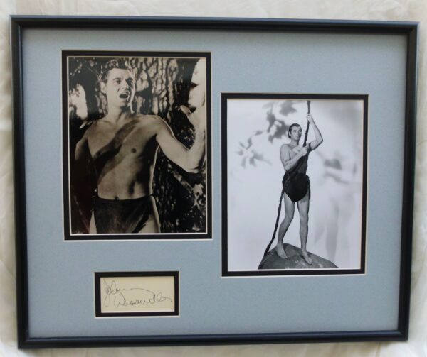 (Autograph) Johnny Weissmuller as Tarzan 1 JOHNNY WEISSMULLER #1 Merge ("Tarzan") "Two Rare-Vintage 8x10 Photos & Autograph Matted Set"