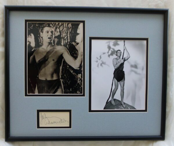 (Autograph) Johnny Weissmuller as Tarzan 2 JOHNNY WEISSMULLER #1 Merge ("Tarzan") "Two Rare-Vintage 8x10 Photos & Autograph Matted Set"