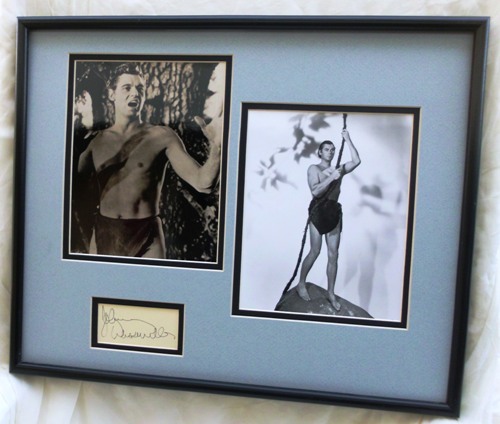 (Autograph) Johnny Weissmuller as Tarzan 3 JOHNNY WEISSMULLER #1 Merge ("Tarzan") "Two Rare-Vintage 8x10 Photos & Autograph Matted Set"