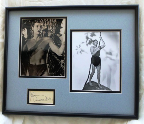 (Autograph) Johnny Weissmuller as Tarzan 4 JOHNNY WEISSMULLER #1 Merge ("Tarzan") "Two Rare-Vintage 8x10 Photos & Autograph Matted Set"