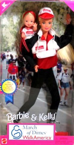 BARBIE~1 Barbie and Kelly Gift Set ("March of Dimes"-Walk America K-Mart "Exclusive Special Limited Edition") "Rare-Vintage" (1998)