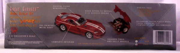 Dodge Viper GTS Sport Coupe-(Red Dot) Signifies The Color Dodge Viper GTS “Sport Coupe”! (Great Garages Model Display Kit-Red w/White Stripes 1:43) “Rare-Vintage” (1998)
