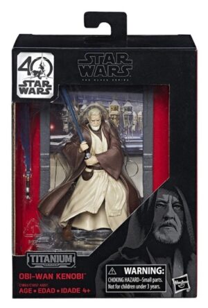 Obi-Wan Kenobi “Star Wars 40th Anniversary Titanium Series w\Base & Backdrop-Release #2"! (Star Wars The Black Series) “Rare-Release” (2016)