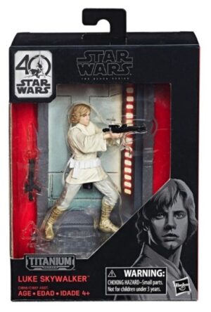 Luke Skywalker “Star Wars 40th Anniversary Titanium Series w\Base & Backdrop-Release #3"! (Star Wars The Black Series) “Rare-Release” (2016)