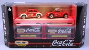 COCA-COLA VW Beetle & Coke VW Concept 1 2-Pack - Copy 1962 VW Beetle & Coke VW Concept 1 “Red & White w/Goodyear Tires” (Matchbox “Coca-Cola VW Beetle 2-Pack” Collectible Series) “Rare-Vintage” (1998)