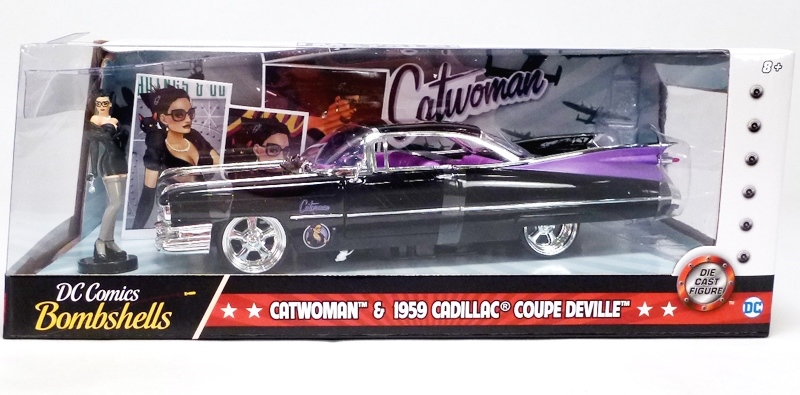 Catwoman 1959 Cadillac Coupe Deville w Figure DC Comics Bombshells Car 9" 1:24