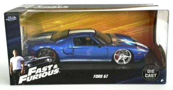 Ford GT “Fast & Furious Blue w/White Stripes”! (Jada Toys Inc. 1 