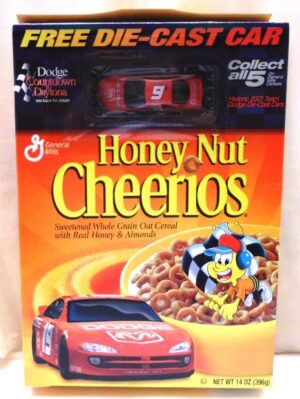 Bill Elliott #9 Die-Cast 1:64 Scale "Honey Nut Cheerios-Dodge Daytona Countdown-Collectors Cereal Box & Car Edition" (General Mills) "Rare-Vintage" (2001)