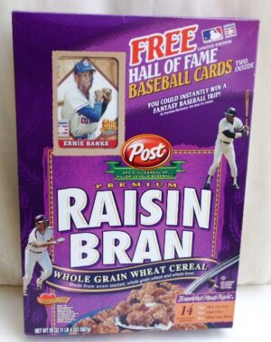 Ernie Banks “Limited Edition Two 500 Home Run Club Hall Of Fame Baseball Cards w/Empty-Cereal Box” (Post Raisin Bran!) "Rare-Vintage" (2001)