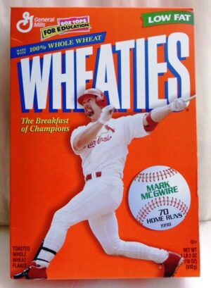 Mark McGwire 70 Home Runs "1998-New Single Season Record #25 St. Louis Cardinals Collectors Cereal Box Edition" (Wheaties-General Mills) "Rare-Vintage" (1998)