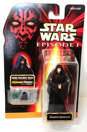 Darth Sidious “Cloaked In Flowing Robes (#.00)” (“Star Wars Episode-1 Phantom Menace CommTech Chip Hasbro Vintage Collection Series-2”) “Rare-Vintage” (1998)