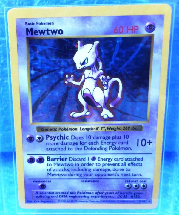 10-102 Mewtwo (Shadowless Holo Foil Unlimited Base Set Edition)1999 (2aa)