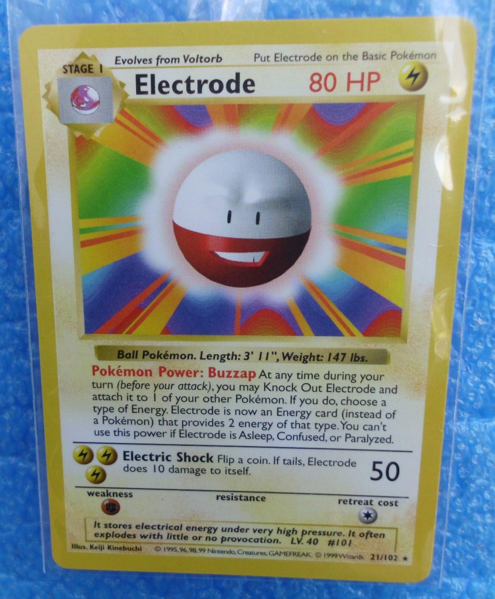 Electrode 21/102 RARE Base Set SHADOWLESS Pokemon 1999 WOTC TCG Card NM 