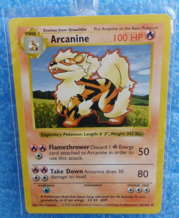 23-102 Arcanine (Shadowless Borderl Unlimited Base Set Edition)1999 (0)