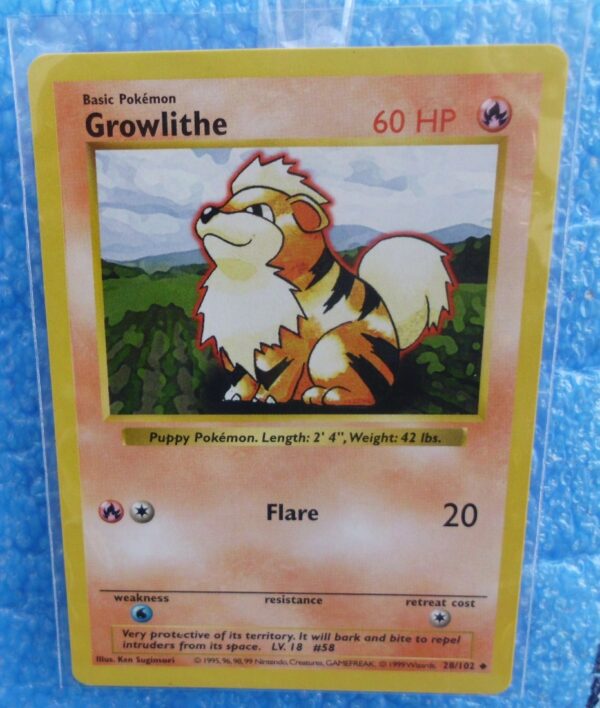 28-102 Growlithe (Shadowless Unlimited Base Set Edition)1999 (0)