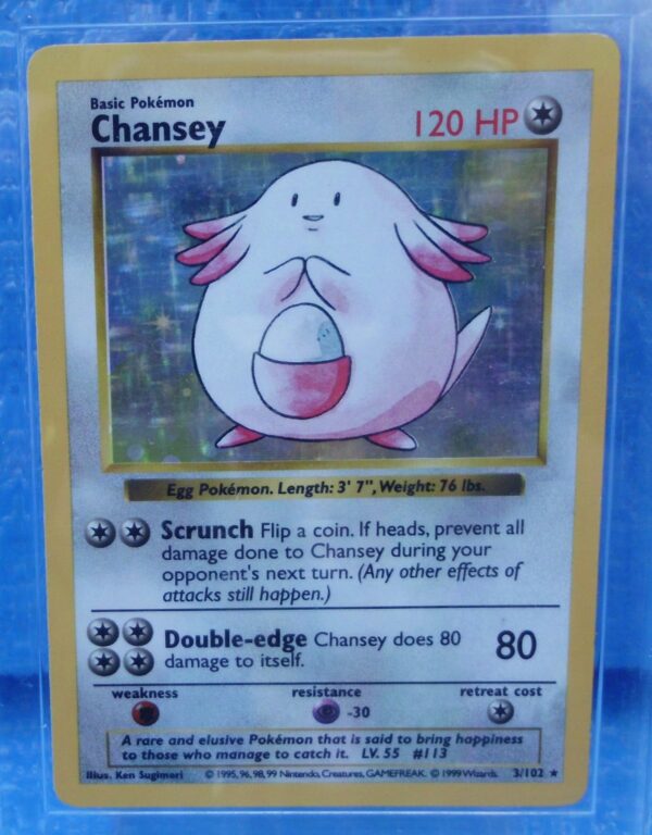 3-102 Chansey (Shadowless Holo Foil Unlimited Base Set Edition)1999 (1b)
