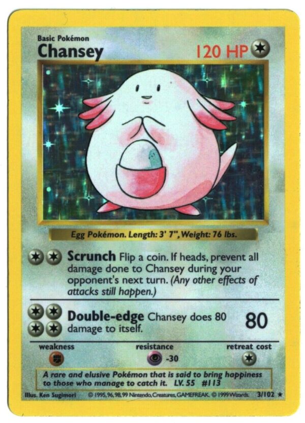 3-102 Chansey (Shadowless Unlimited Base Set Edition)1999 (1)