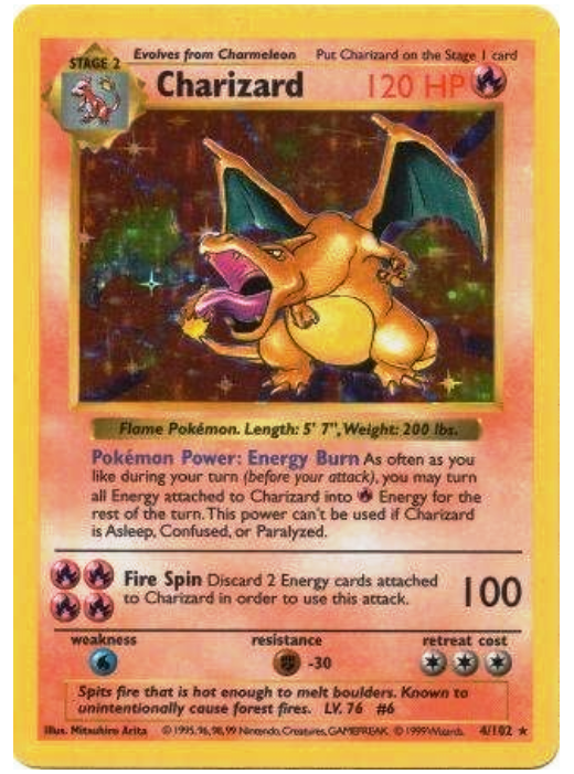 4-102 Charizard (Shadowless Unlimited Base Set Edition)1999-00