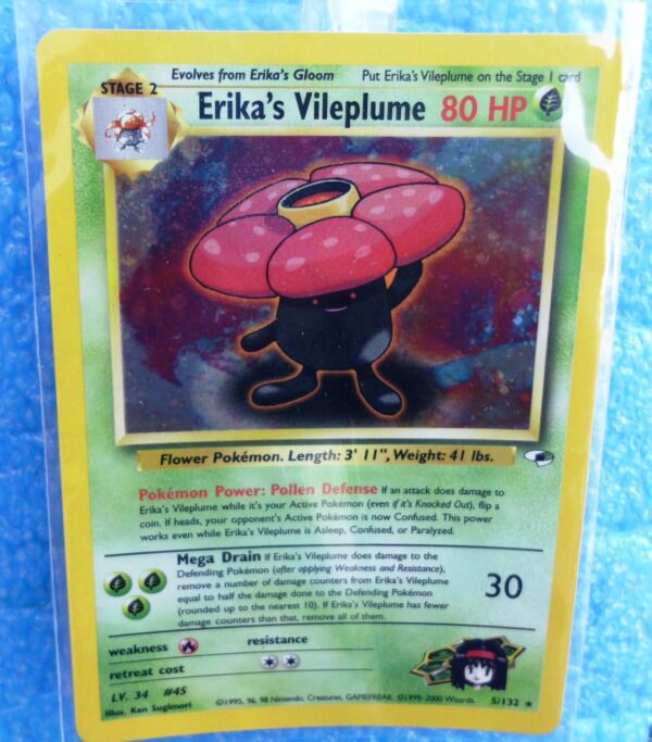 5-132 Erika's Vileplume (Gym Heroes 1st Edition Holo Foil) Base Set (1999-2000) (2)