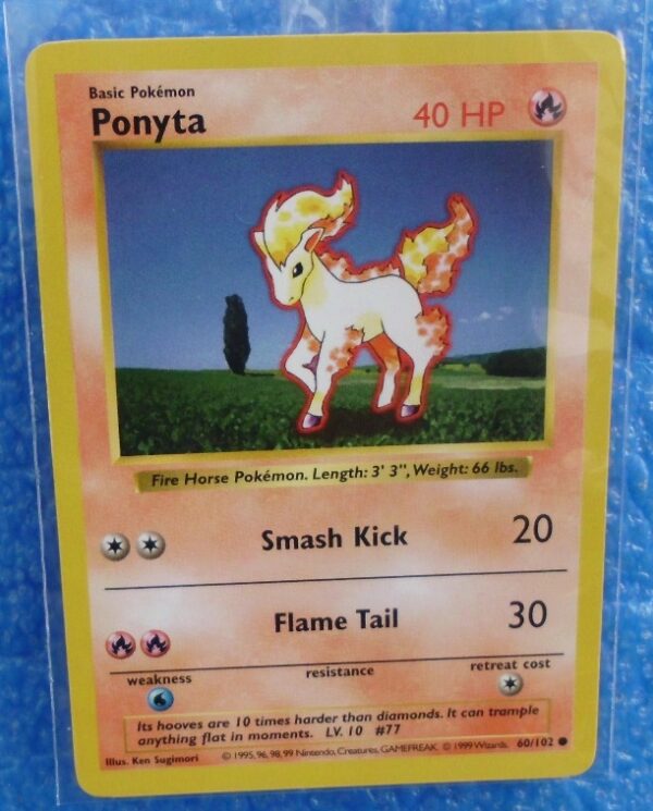 60-102 Ponyta (Shadowless Unlimited Base Set Edition)1999 (1)