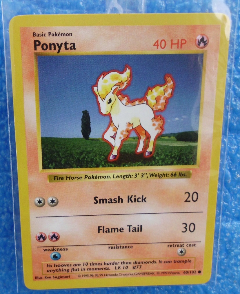 Pokemon Base Set Shadowless Common Ponyta 60/102 Near Mint Condition 