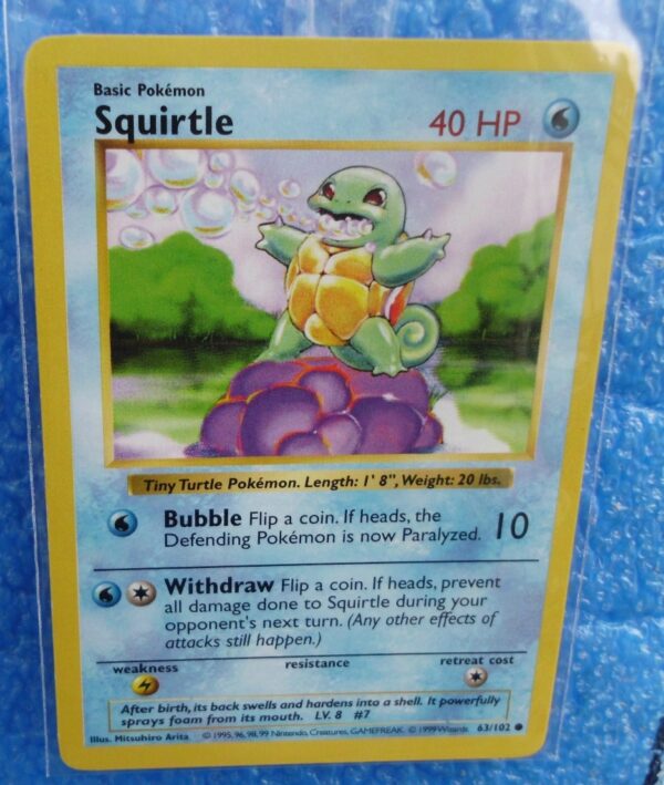 63-102 Squirtle (Shadowless Unlimited Base Set Edition)1999 (2)