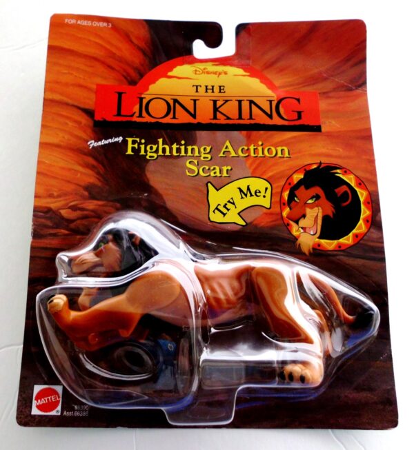 The Lion King (Fighting Action Scar) (Series-1) (3) The Lion King 1994 (“Fighting Action Scar”) “Disney's Feature Film Movie Vintage Collectible Figures” (Mattel Collection Series) “Rare-Vintage” (1994)